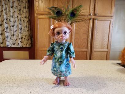 Peacock Outfit on Elf Baby Doll